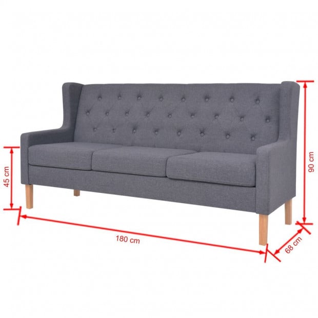 3-seater Sofa Fabric Upholstery Grey Image 7