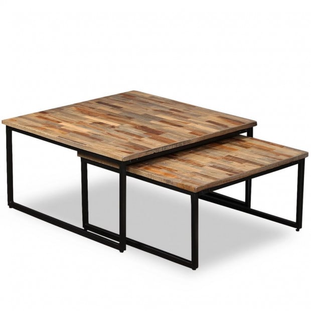 2 Piece Nesting Coffee Table Set Solid Reclaimed Teak Image 11