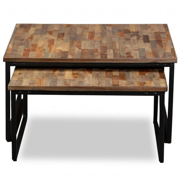 2 Piece Nesting Coffee Table Set Solid Reclaimed Teak Image 3