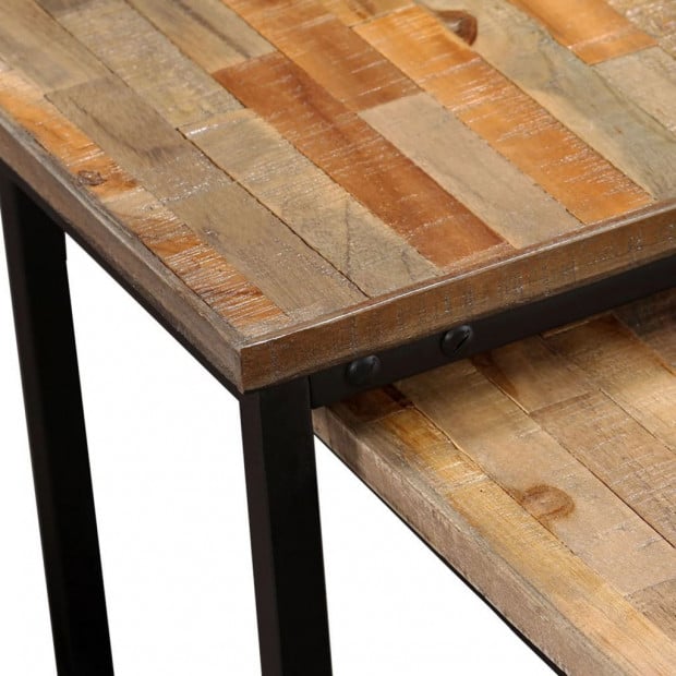 2 Piece Nesting Coffee Table Set Solid Reclaimed Teak Image 5