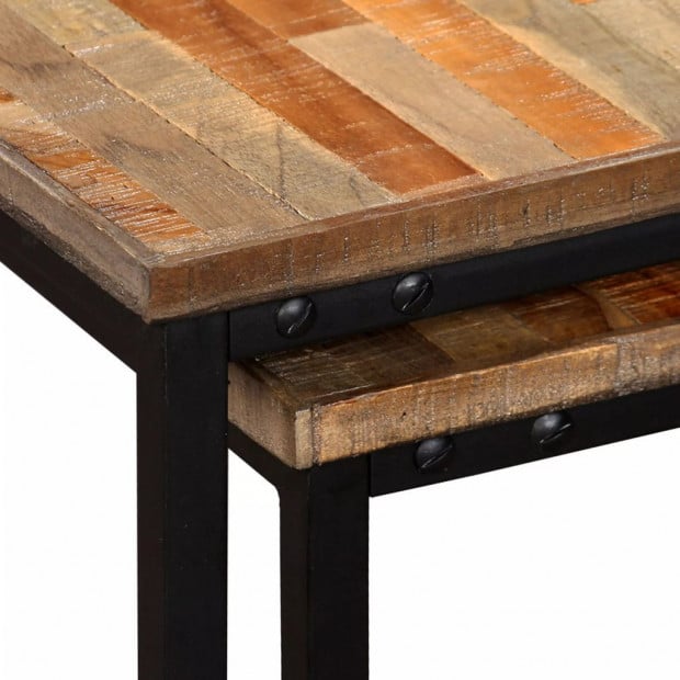 2 Piece Nesting Coffee Table Set Solid Reclaimed Teak Image 7