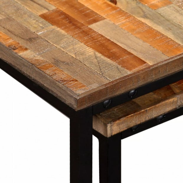 2 Piece Nesting Coffee Table Set Solid Reclaimed Teak Image 8
