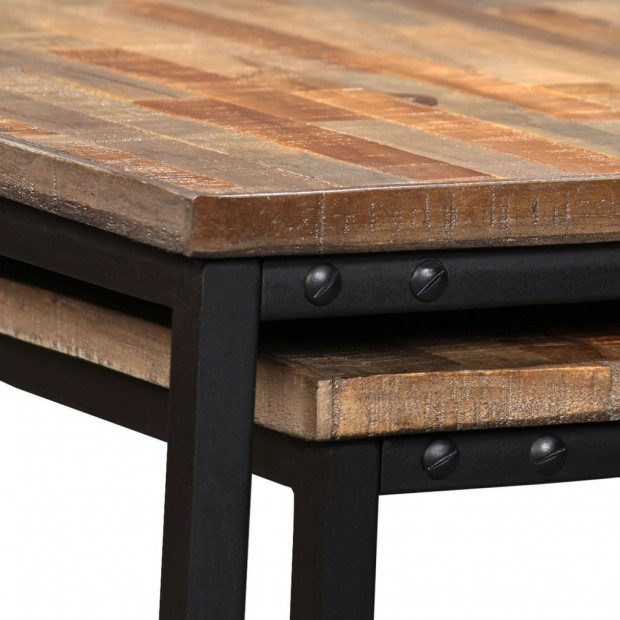 2 Piece Nesting Coffee Table Set Solid Reclaimed Teak Image 9