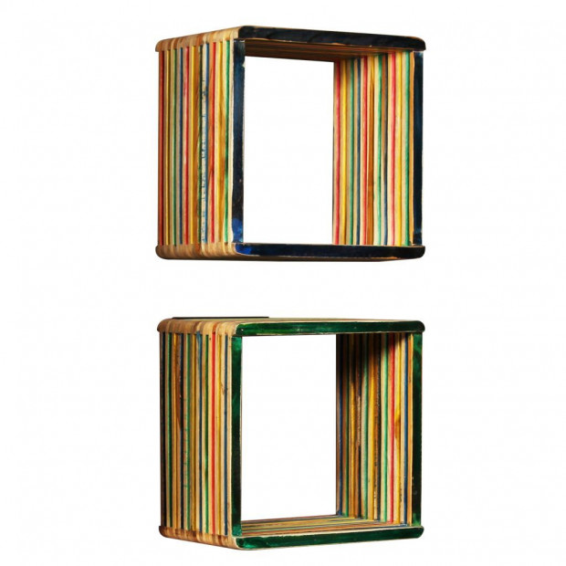 Wall Shelf Set 3 Pcs Multicolour Solid Reclaimed Teak Image 4