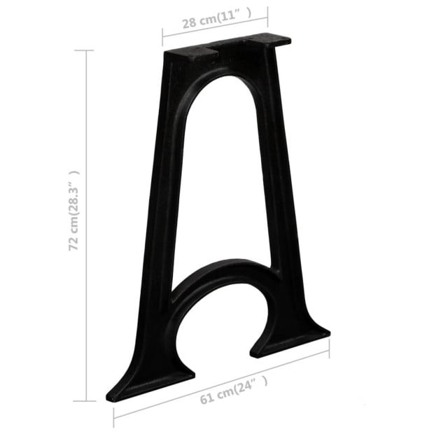 Dining Table Legs 2 Pcs With Arched Base A-frame Cast Iron Image 10