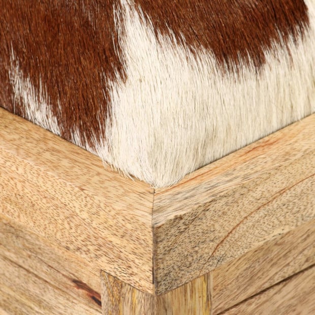 Storage Bench Genuine Leather And Solid Mango Wood 80x44x44 Cm Image 2