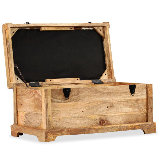 Storage Bench Genuine Leather And Solid Mango Wood 80x44x44 Cm Image 6
