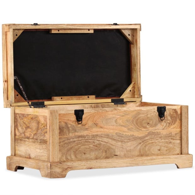 Storage Bench Genuine Leather And Solid Mango Wood 80x44x44 Cm Image 6