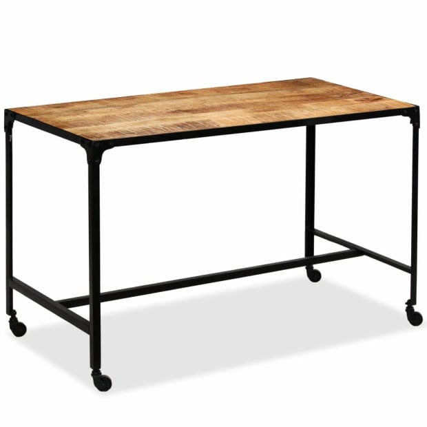Dining Table Solid Mango Wood And Steel 120x60x76 Cm Image 3