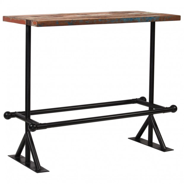 Bar Table Solid Reclaimed Wood Multicolour 120x60x107 Cm