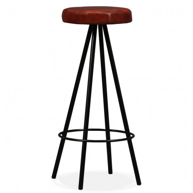 Bar Stools 4 Pcs Real Leather Image 2