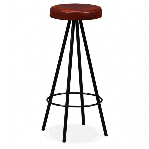 Bar Stools 4 Pcs Real Leather Image 11