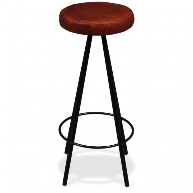 Bar Stools 4 Pcs Real Leather Image 4