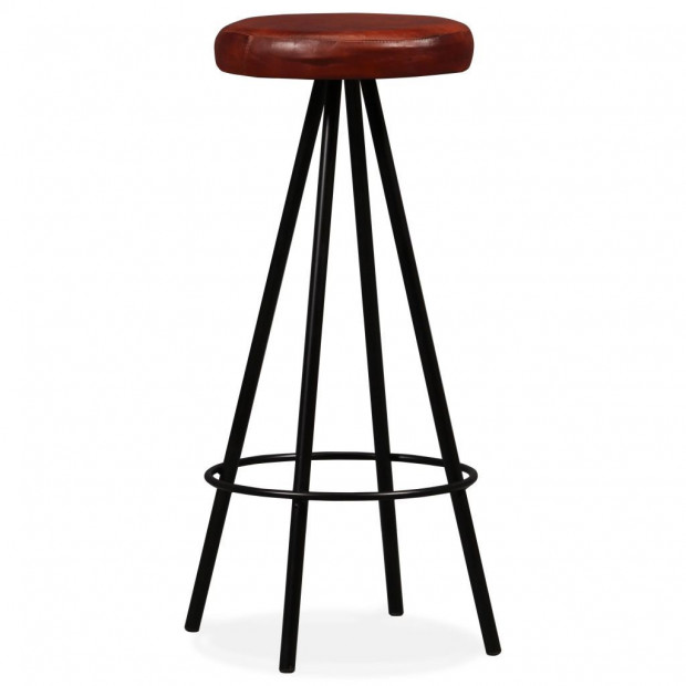 Bar Stools 4 Pcs Real Leather Image 8