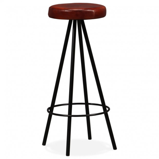 Bar Stools 4 Pcs Real Leather Image 9