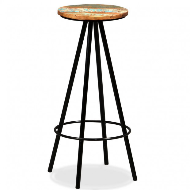 Bar Stools 4 Pcs Solid Reclaimed Wood And Steel Image 8