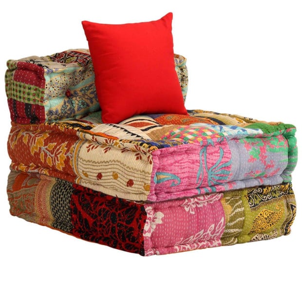 3-seater Modular Pouffe Patchwork Fabric Image 3