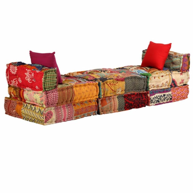 3-seater Modular Pouffe Patchwork Fabric Image 5