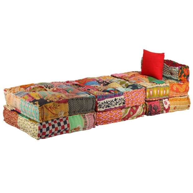 3-seater Modular Pouffe Patchwork Fabric Image 7