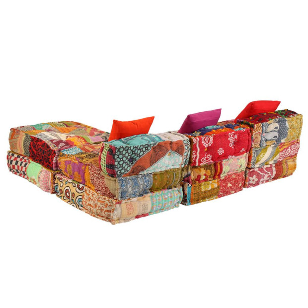 3-seater Modular Pouffe Patchwork Fabric Image 10