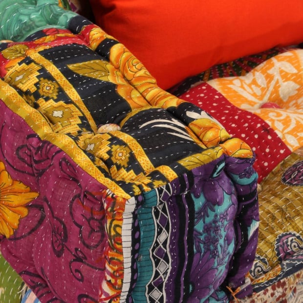 2-seater Modular Pouffe Patchwork Fabric Image 2