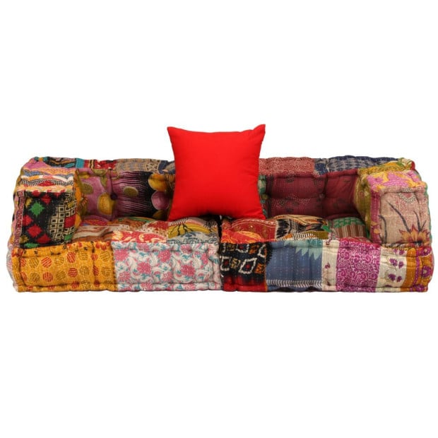 2-seater Modular Pouffe Patchwork Fabric Image 3
