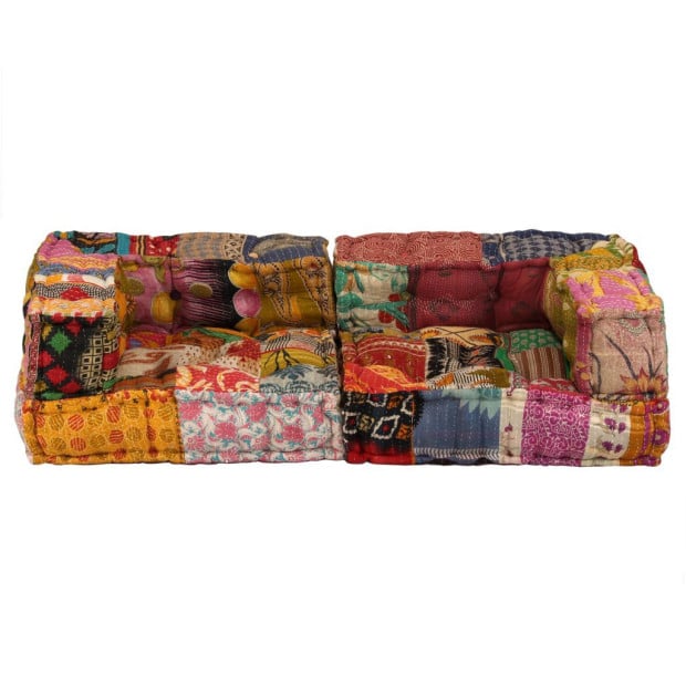 2-seater Modular Pouffe Patchwork Fabric Image 6