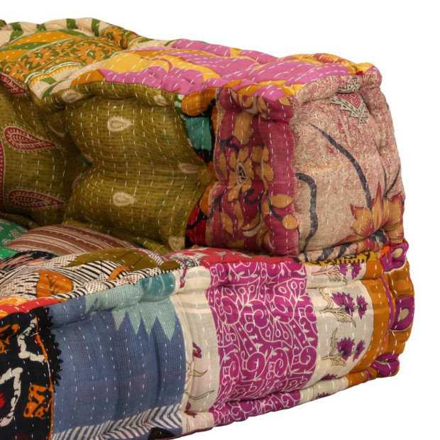 2-seater Modular Pouffe Patchwork Fabric Image 7