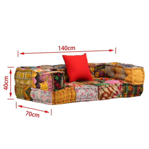 2-seater Modular Pouffe Patchwork Fabric Image 9