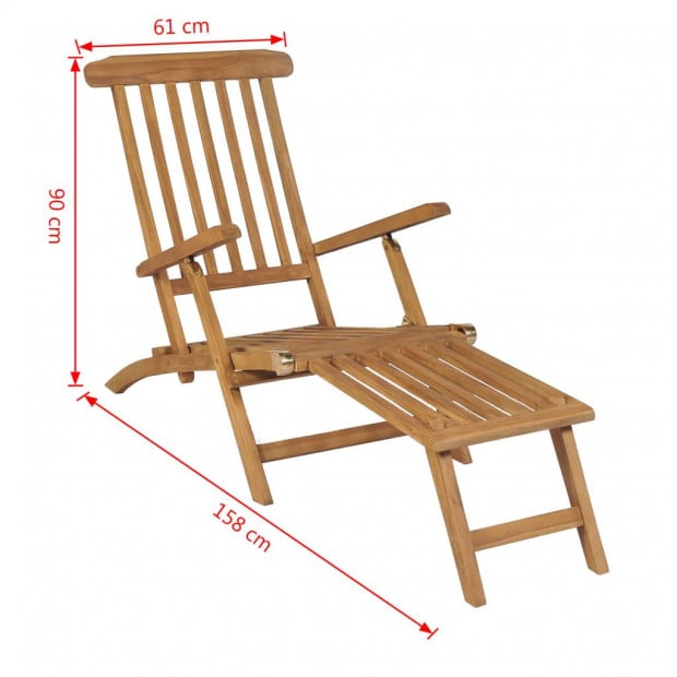 Deck Chair With Footrest Solid Teak Wood Image 11