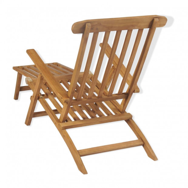 Deck Chair With Footrest Solid Teak Wood Image 4
