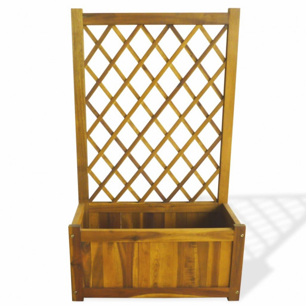 Garden Planter With Trellis Solid Acacia Wood Image 2