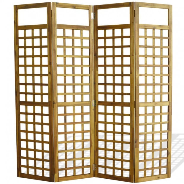4-panel Room Divider / Trellis Solid Acacia Wood 160x170 Cm Image 3