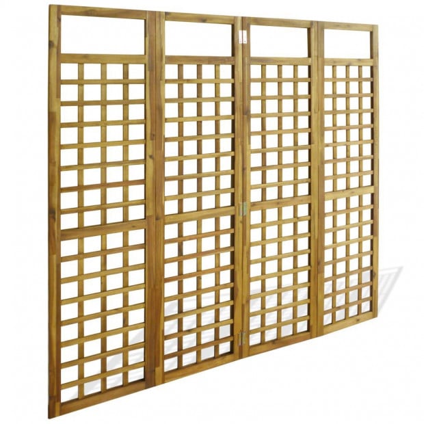 4-panel Room Divider / Trellis Solid Acacia Wood 160x170 Cm Image 4