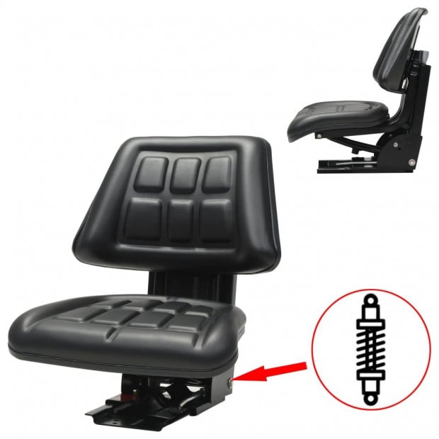 Tractor Seat With Suspension Steel frame Black Image 2