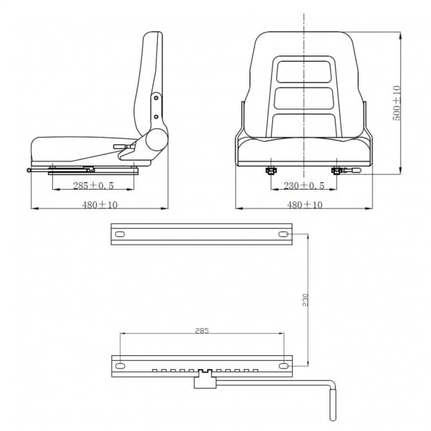 Forklift & Tractor Seat With Adjustable Backrest Steel frame Black Image 8