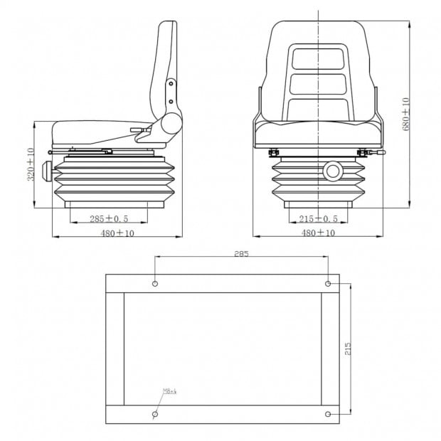 Forklift & Tractor Seat With Suspension And Adjustable Backrest Image 9