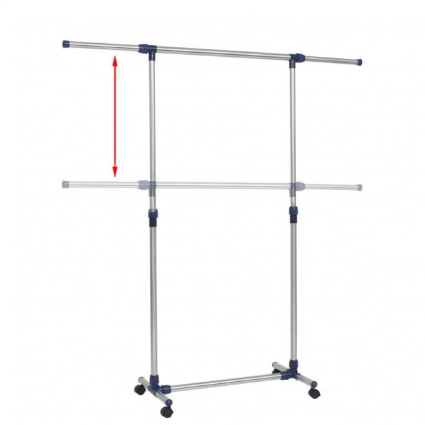 Adjustable Clothes Rack Stainless Steel 165x44x150 Cm Silver Image 4