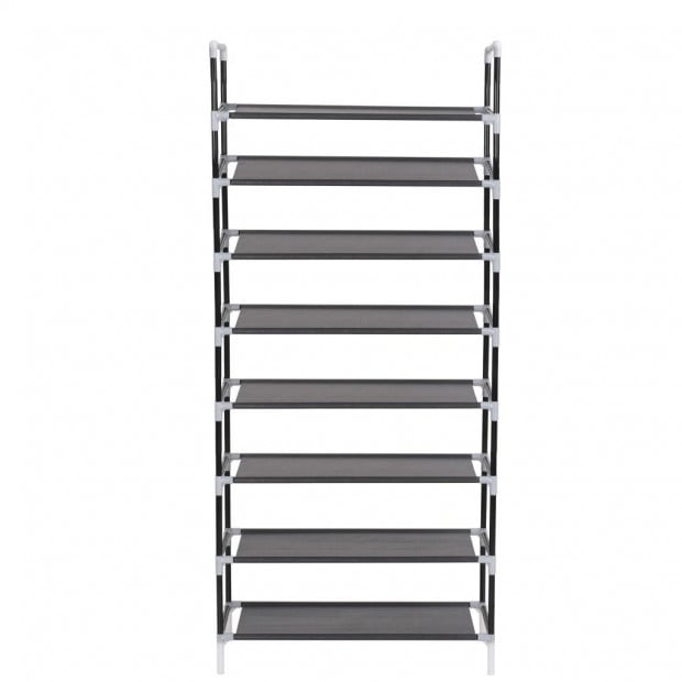 Shoe Rack With 8 Shelves Metal And Non-woven Fabric Black Image 3