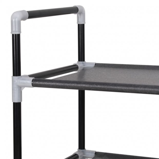 Shoe Rack With 8 Shelves Metal And Non-woven Fabric Black Image 5