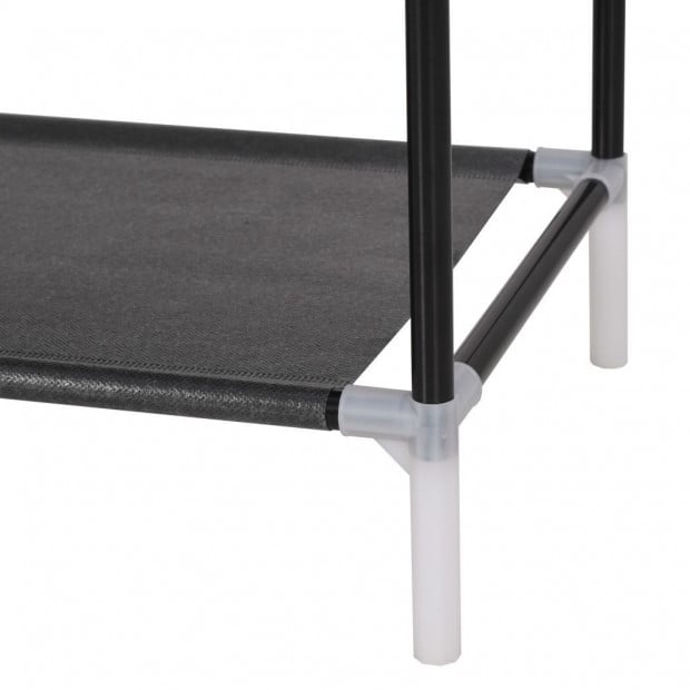Shoe Rack With 8 Shelves Metal And Non-woven Fabric Black Image 6