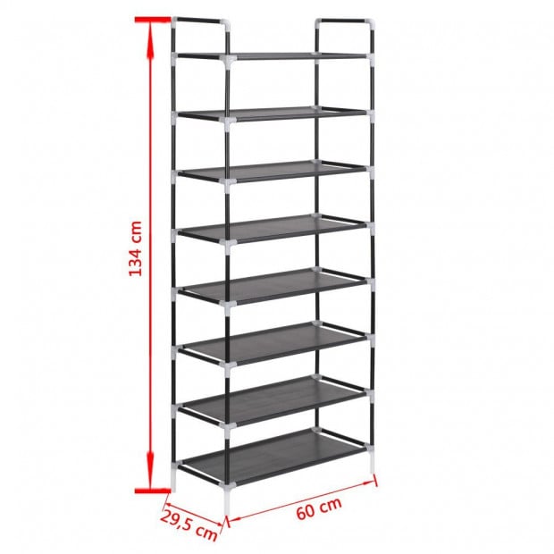 Shoe Rack With 8 Shelves Metal And Non-woven Fabric Black Image 7