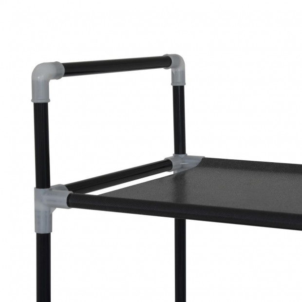Shoe Rack With 10 Shelves Metal And Non-woven Fabric Black Image 4