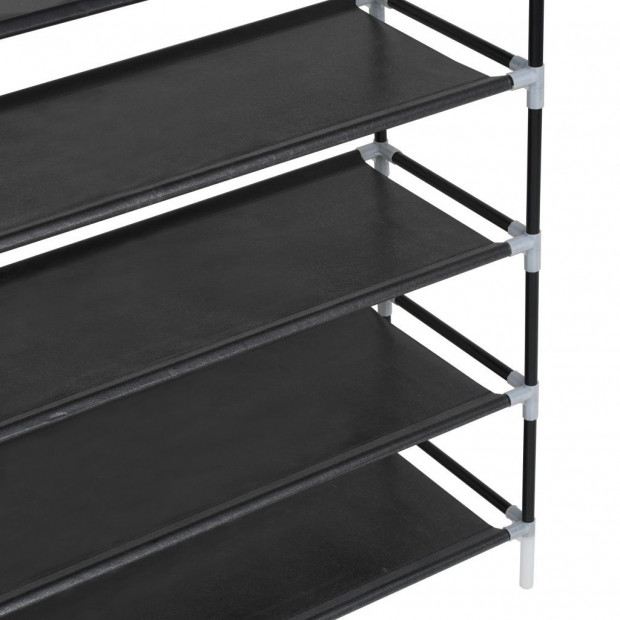 Shoe Rack With 10 Shelves Metal And Non-woven Fabric Black Image 5