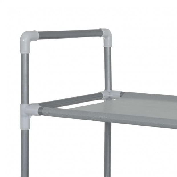 Shoe Rack With 10 Shelves Metal And Non-woven Fabric Silver Image 4