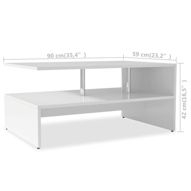 Coffee Table Chipboard 90x59x42 Cm White Image 6