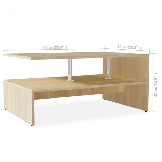 Coffee Table Chipboard 90x59x42 Cm Oak Image 6