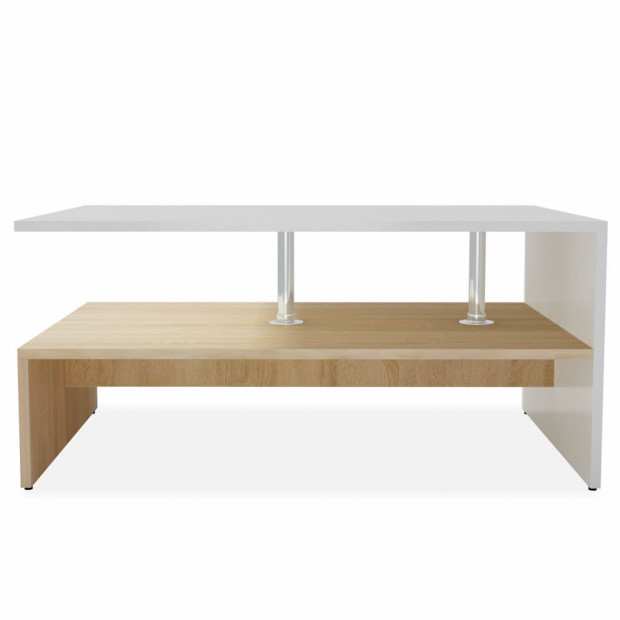 Coffee Table Chipboard 90x59x42 Cm Oak And White Image 4