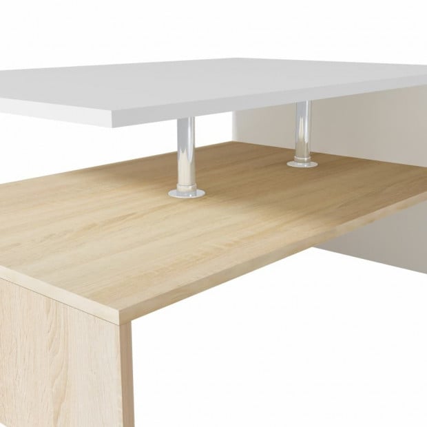 Coffee Table Chipboard 90x59x42 Cm Oak And White Image 5