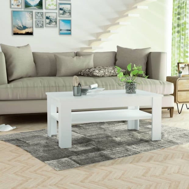 Coffee Table Chipboard 110x65x48 Cm White Image 3